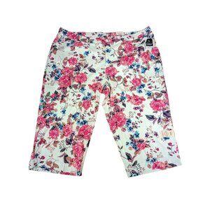 St Johns Bay Womens Plus Floral Capri Secretly Slimming Cottagecore Beach 28 NWT